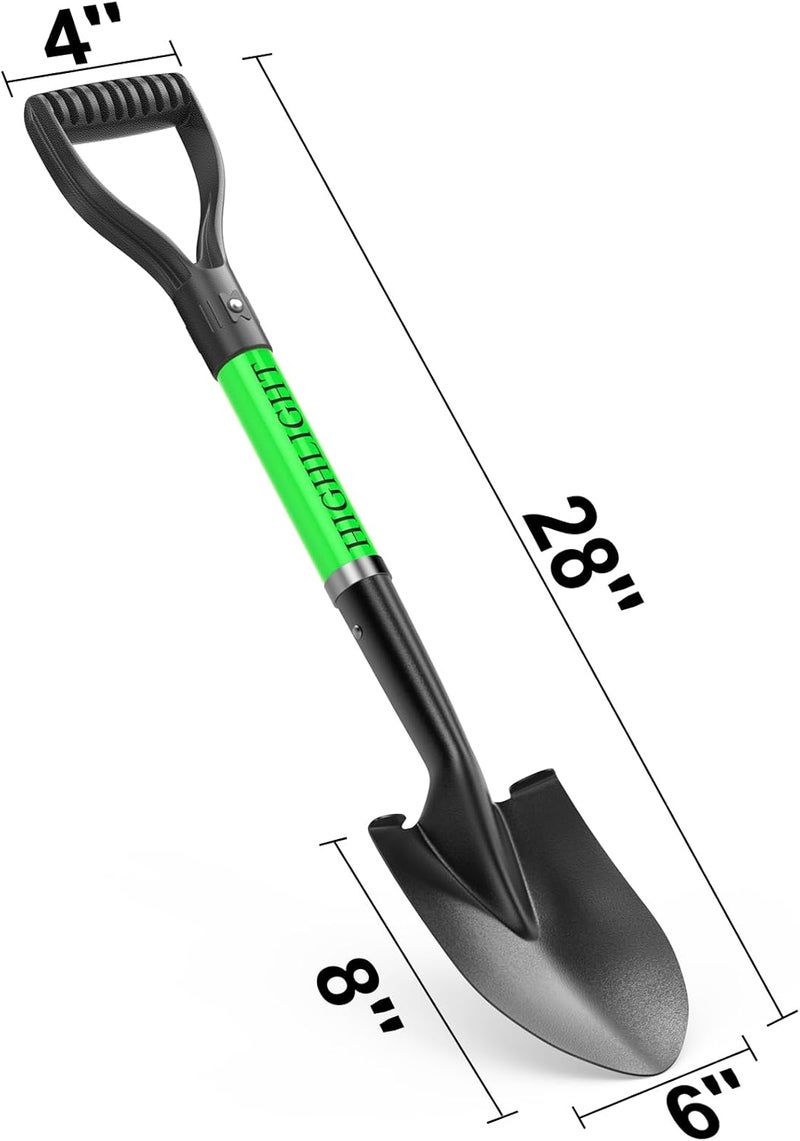 Highlight Kids Shovel, Small Shovels for Digging, Overall Length 28 Inches, Mini D Handle, Gardening Shovel, Metal Beach Shovel, Camping, Snow, Fiberglass Handle, Green - Image 5
